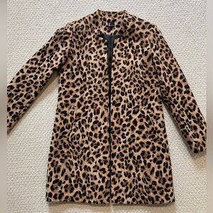 Love Token Leopard Print Long Coat in Tan and Black